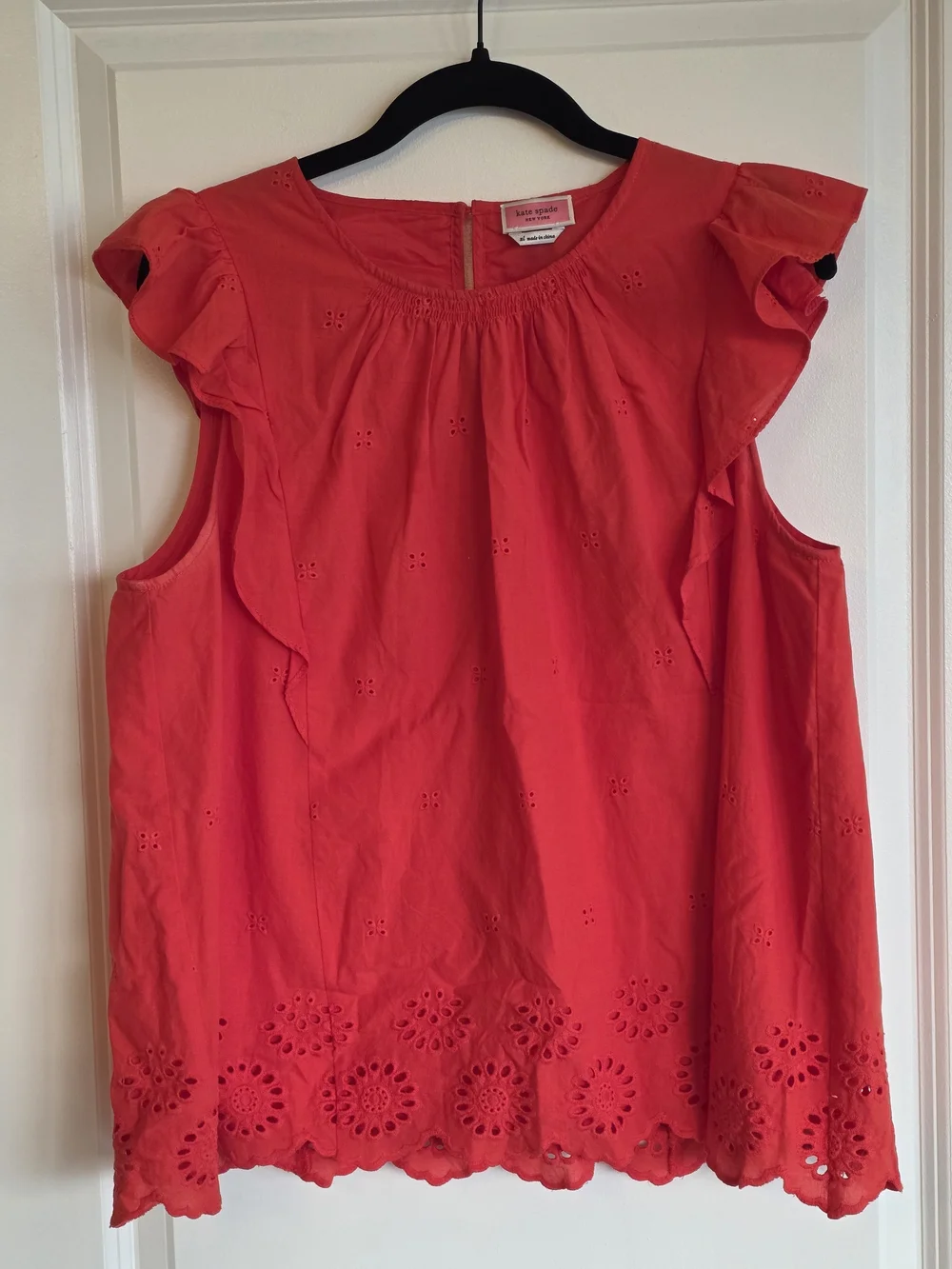 Kate Spade New York Eyelet Ruffle Top in size XL